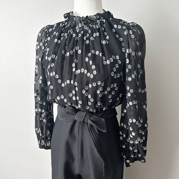 Rebecca Taylor‎ Black Silver Metallic Formal Jumpsuit Women’s Size 2 - Picture 3 of 16